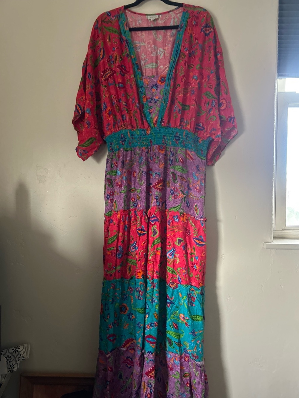 Avenue Women’s Colorful Boho Maxi Daisy Tiered Dress Plus Size 22/24